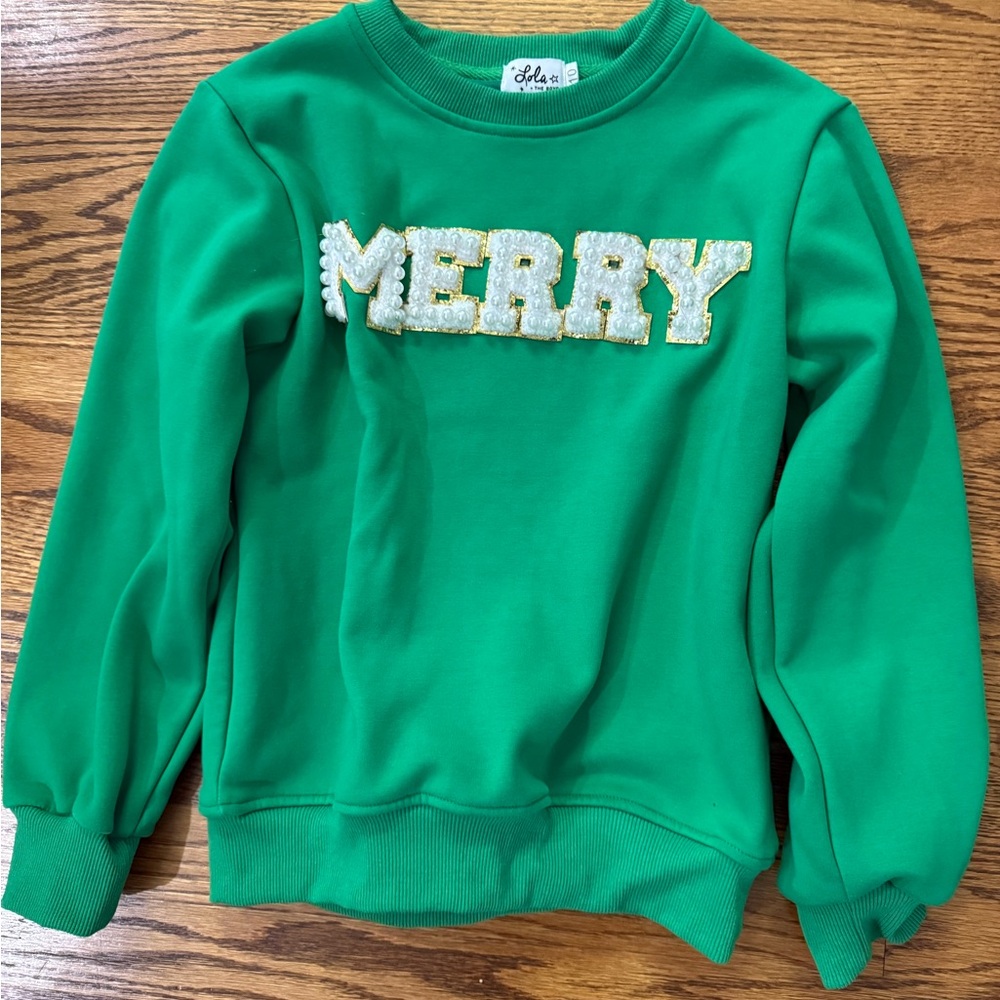 Green 'Merry' Sweatshirt Lola and the Boys